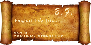 Bonyhai Fábiusz névjegykártya