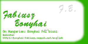 fabiusz bonyhai business card